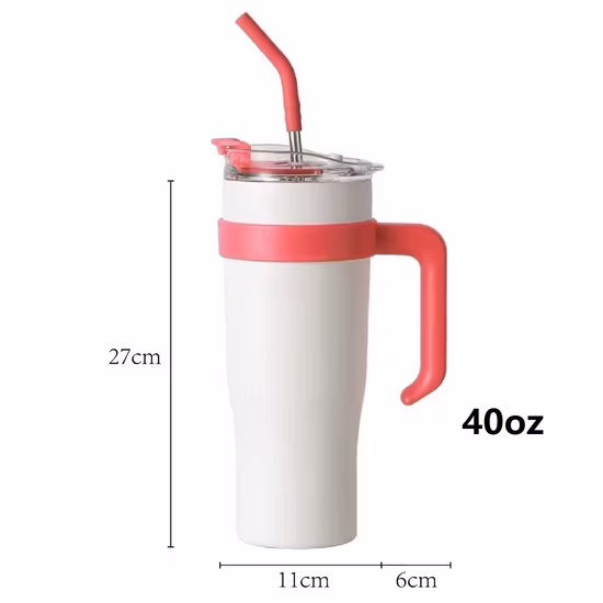 Gobelet sous vide à Double paroi en acier inoxydable, Thermos isolé, bouteille d'eau avec poignée, couvercle en paille, 30oz, 40oz